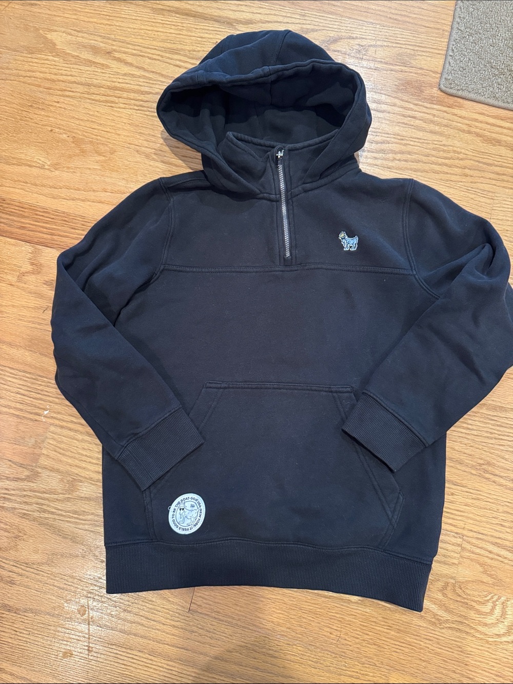 GOAT USA Black Half-Zip Hoodie with Small Embroidered GOAT
